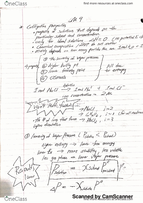 CH 302 Lecture Notes - Lecture 2: Boiling-Point Elevation, Osmosis, Boiling Point thumbnail