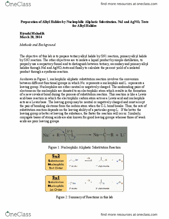 CHEM 233 Lecture Notes - Lecture 4: Ground Glass Joint, Molecularity, Nucleophilic Substitution thumbnail