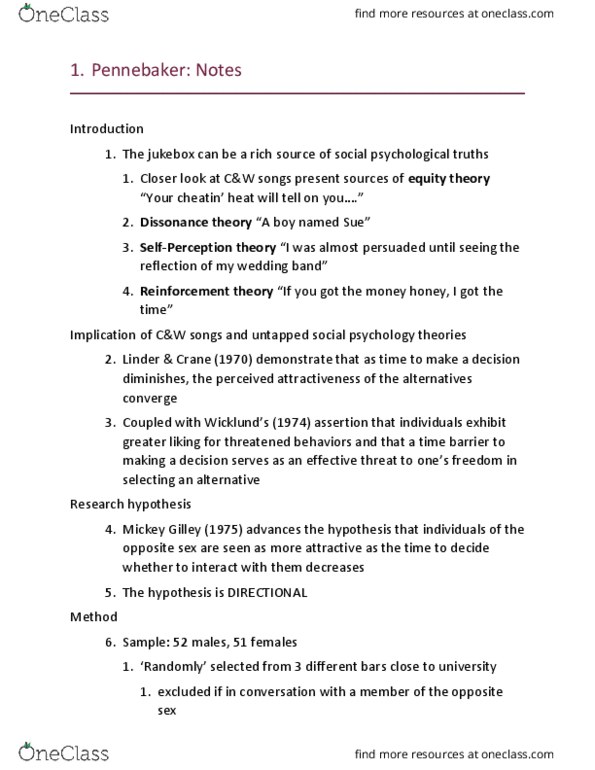 PSY 230 Lecture Notes - Lecture 9: Repeated Measures Design, Statistical Hypothesis Testing, Mickey Gilley thumbnail