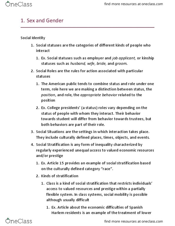 ANT 252 Lecture Notes - Lecture 2: Ethnocentrism, Social Stratification thumbnail