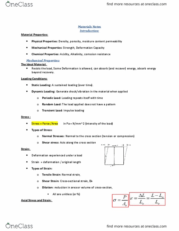 CVG 2141 Lecture Notes - Lecture 1: Extension Method, Elastic Modulus, Work Hardening thumbnail