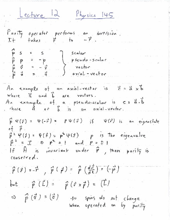 PHYSICS 145 Lecture Notes - Lecture 12: Ampere, Positronium, Enrico Fermi Institute thumbnail