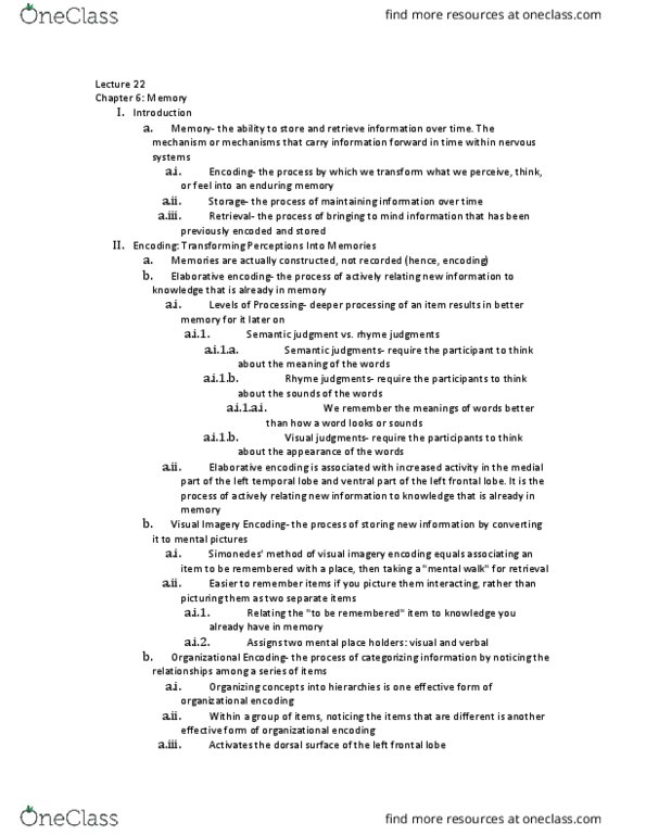 PSYCH 1100 Lecture Notes - Lecture 22: Temporal Lobe, Frontal Lobe thumbnail