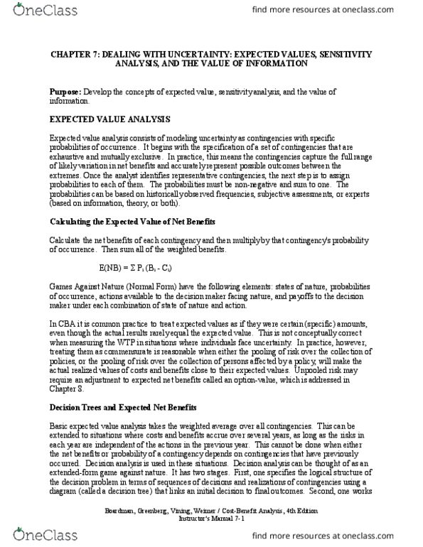 ECON361 Chapter Notes - Chapter 7: Summary Statistics, Worst-Case Scenario Series, Sensitivity Analysis thumbnail
