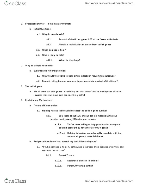 PSY-P 304 Lecture Notes - Lecture 24: Learned Helplessness, Egotism, The Selfish Gene thumbnail