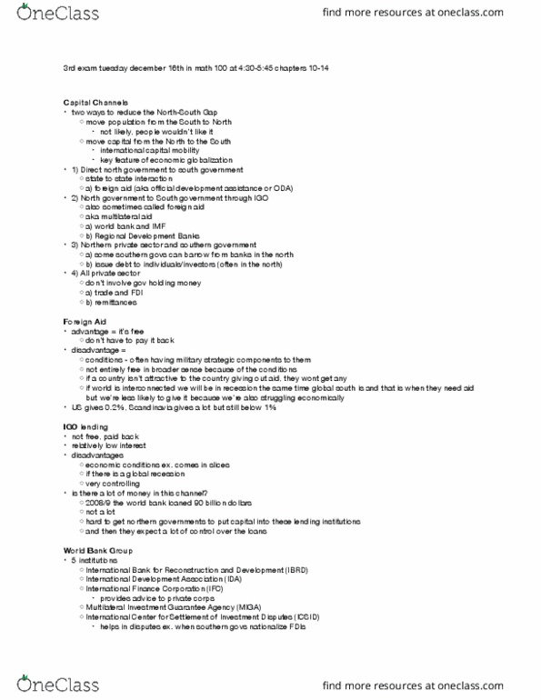 IAFS 1000 Lecture Notes - Lecture 16: Asian Development Bank, African Development Bank, Byrsonima Crassifolia thumbnail