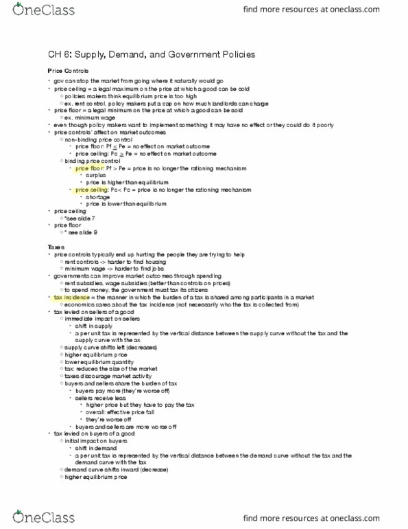 ECON 2010 Lecture Notes - Lecture 6: Lead, Root Mean Square, Tax Wedge thumbnail