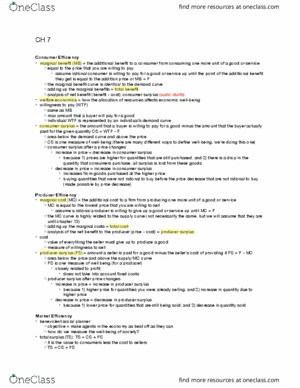 ECON 2010 Lecture Notes - Lecture 7: Perfect Competition, Market Power, Economic Surplus thumbnail