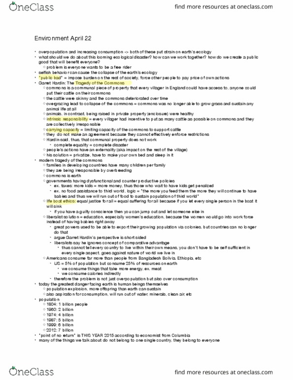 PSCI 2223 Lecture Notes - Lecture 17: Comparative Advantage, Overgrazing, Externality thumbnail