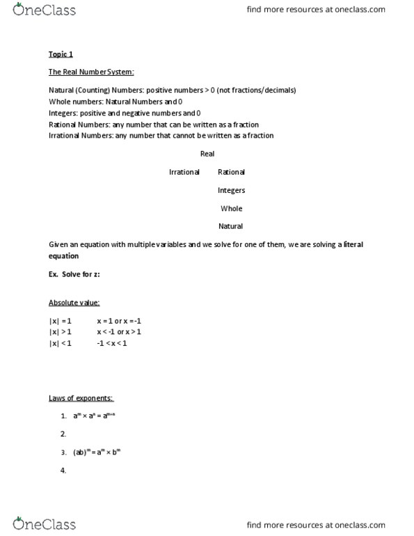 MATH-UA 120 Lecture Notes - Lecture 5: Imaginary Number, Imaginary Unit, Completing The Square thumbnail