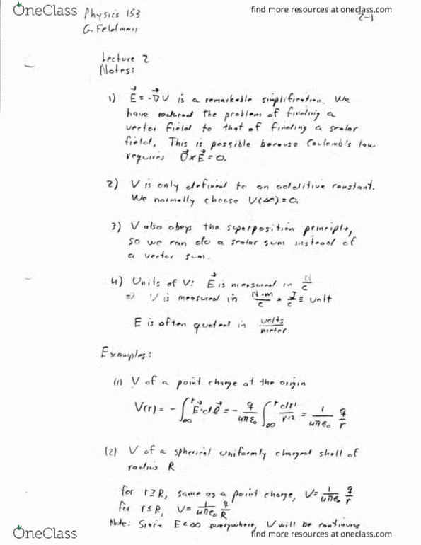 PHYSICS 153 Lecture Notes - Lecture 2: Capacitor, Farad thumbnail