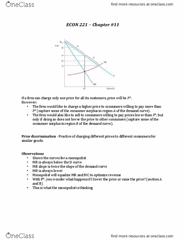 ECON201 Lecture Notes - Lecture 11: Reservation Price, Price Discrimination, Economic Surplus thumbnail