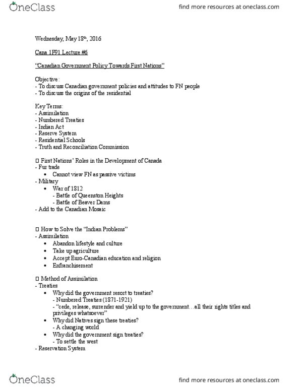 CANA 1F91 Lecture Notes - Lecture 6: Helen Creighton, Civic Nationalism, Historica Canada thumbnail