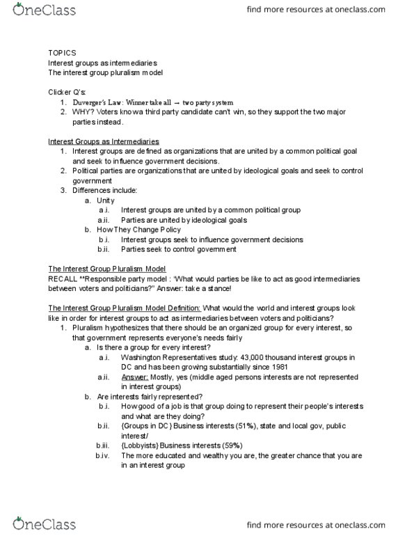 POSC150 Lecture Notes - Lecture 18: Free Rider Problem, Party System thumbnail