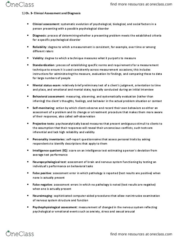 PSY 3604 Chapter Notes - Chapter 3: Nomothetic, Neuroimaging, Nosology thumbnail