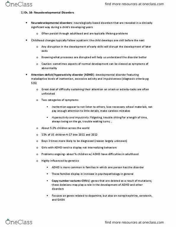 PSY 3604 Chapter Notes - Chapter 14: Amniocentesis, Phenylketonuria, Chromosome thumbnail