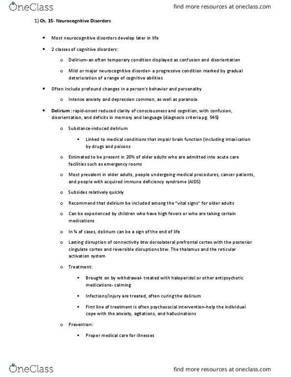 PSY 3604 Chapter Notes - Chapter 15: Amyloid, Neurodegeneration, Subtypes Of Hiv thumbnail