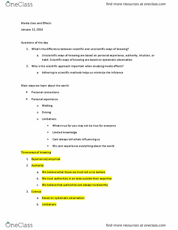 JMC 1100 Lecture Notes - Lecture 11: Confirmation Bias, Match.Com, Jennifer Lawrence thumbnail