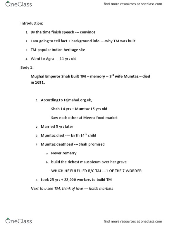 COMM 100 Lecture 2: Speech 2 Speaking Outline thumbnail