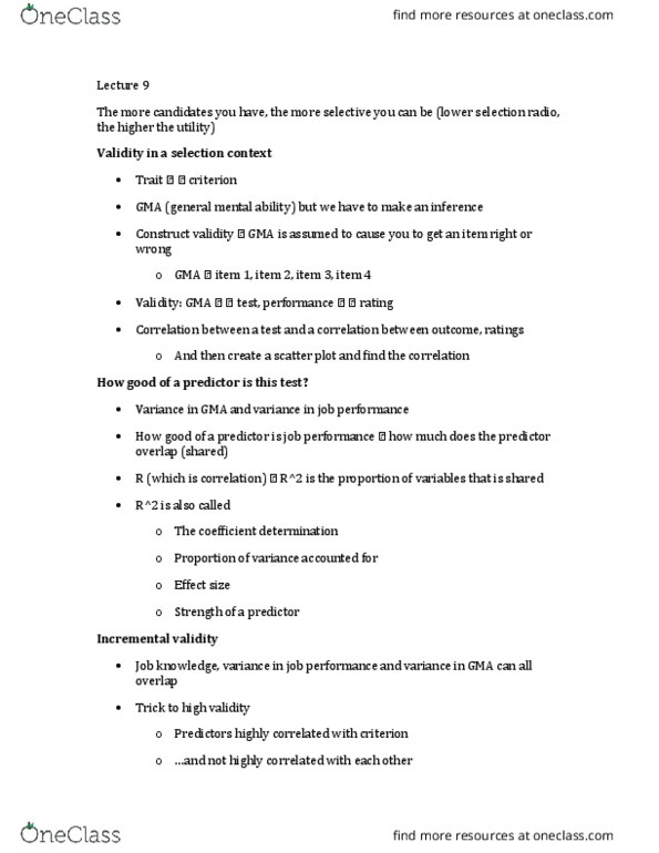 PSYCH339 Lecture Notes - Lecture 9: Scatter Plot, Job Performance, Effect Size thumbnail