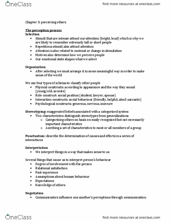 SPCOM100 Chapter Notes - Chapter 3: Fundamental Attribution Error, Collectivism, Emotional Contagion thumbnail