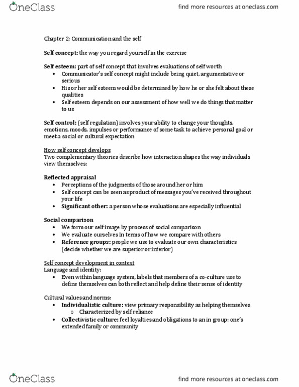 SPCOM100 Chapter Notes - Chapter 2: Johari Window, Deontological Ethics, Self-Defense thumbnail