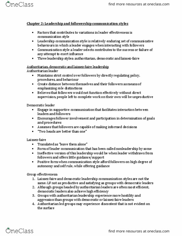 SPCOM227 Chapter Notes - Chapter 2: Long-Term Memory, Theory X And Theory Y, Laissez-Faire thumbnail