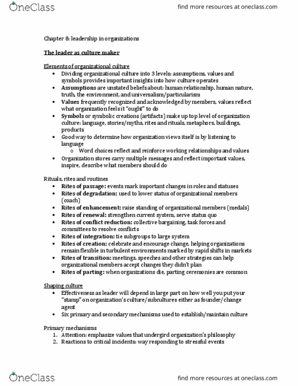 SPCOM227 Chapter Notes - Chapter 8: Sensemaking, Organisation Climate, Relate thumbnail