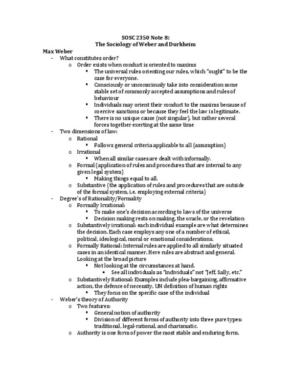 SOSC 2350 Lecture Notes - Formal System, Social Stratification, Decision-Making thumbnail