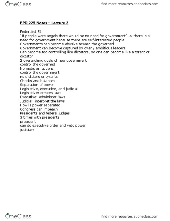 PPD 225 Lecture Notes - Lecture 2: Policy Analysis, Bicameralism, Tyrant thumbnail
