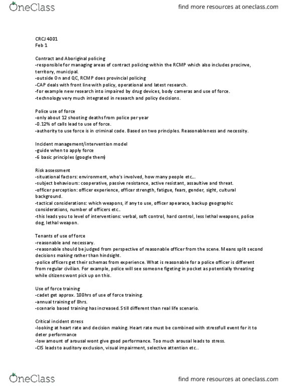 CRCJ 4001 Lecture Notes - Lecture 3: Incident Response Team, Blood Transfusion, Excited Delirium thumbnail