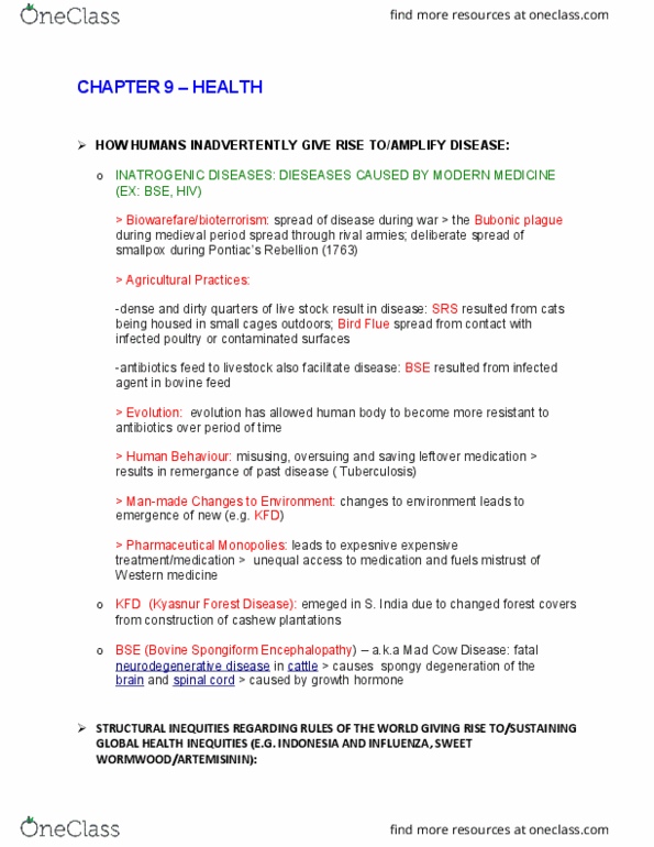 INTST101 Chapter Notes - Chapter 9: Millennium Development Goals, Neglected Tropical Diseases, Neocolonialism thumbnail