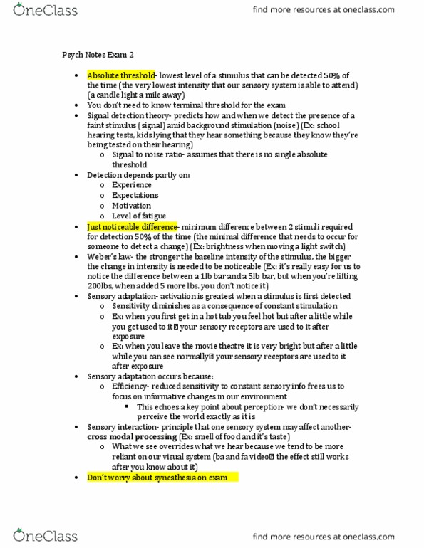 PSY-2012 Lecture Notes - Lecture 6: Detection Theory, Jean Piaget, Change Blindness thumbnail