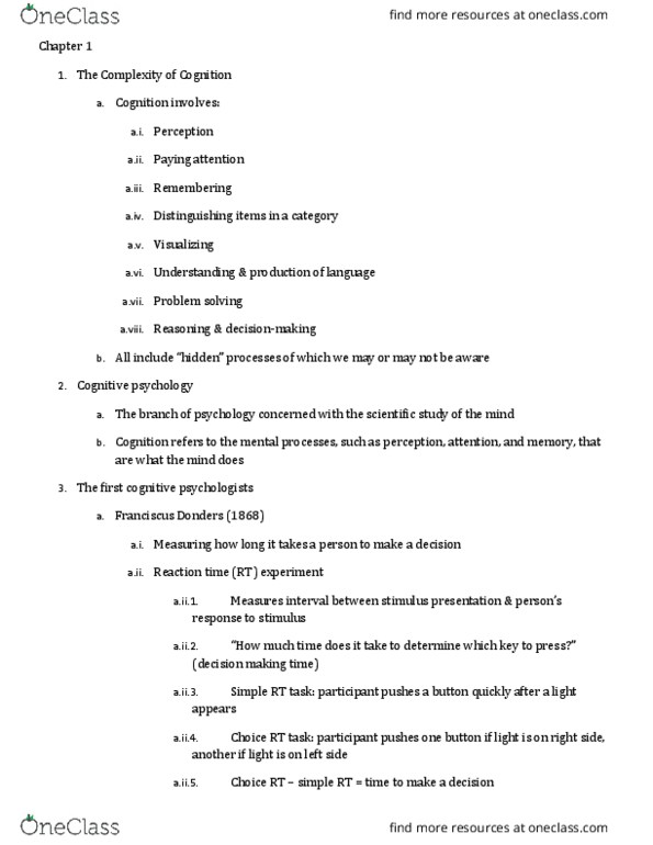 PSYC 3 Lecture Notes - Lecture 1: Hermann Ebbinghaus, Wilhelm Wundt, Cognitive Psychology thumbnail