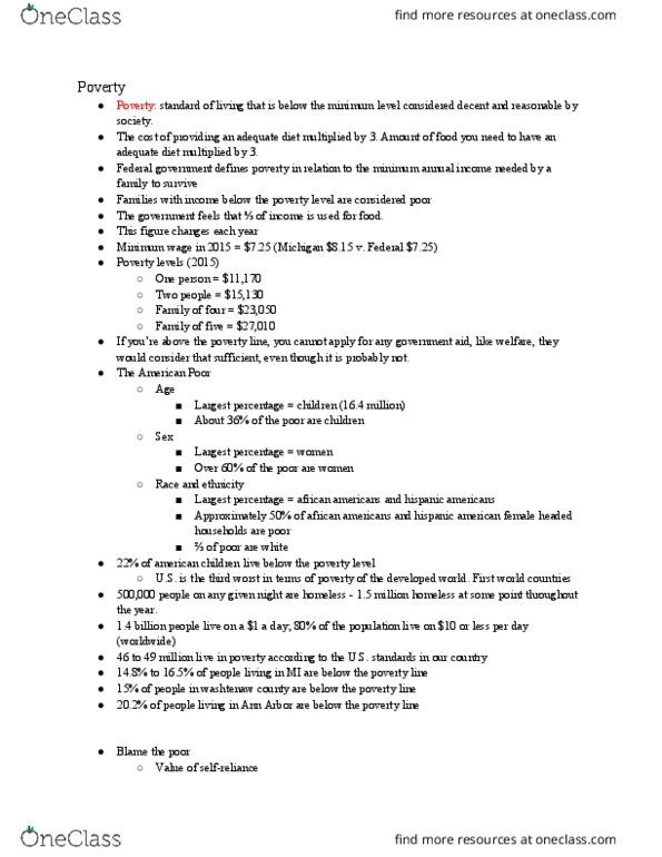 SOCIOL 1101 Lecture 8: Poverty thumbnail