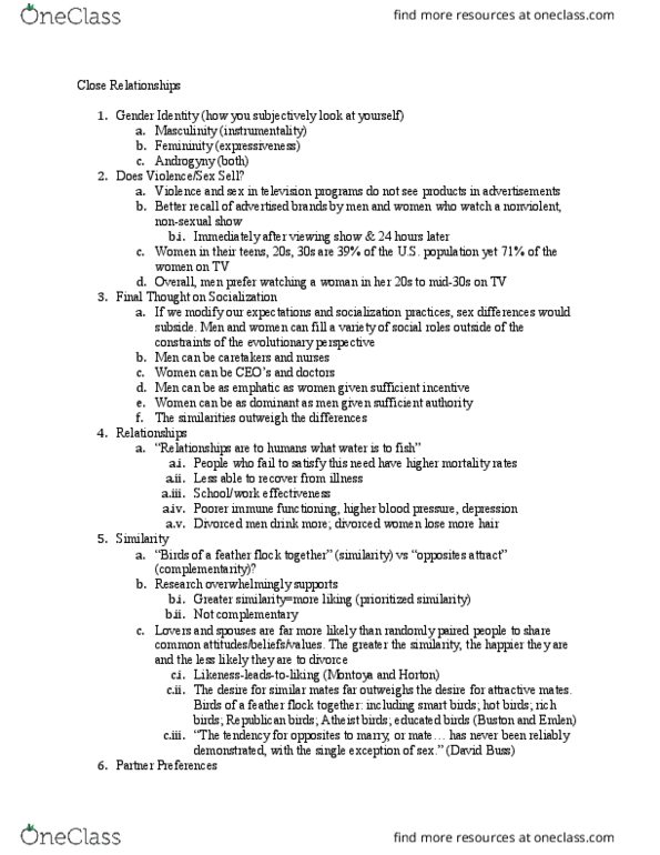 PSYC 6 Lecture Notes - Lecture 17: David Buss, Married People, Coursework thumbnail
