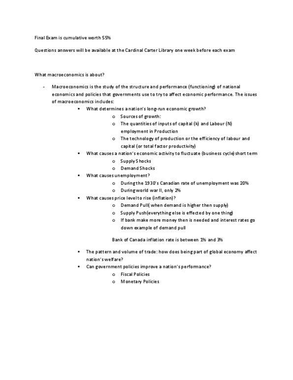 Economics 2152A/B Lecture Notes - Factors Of Production, Business Cycle thumbnail