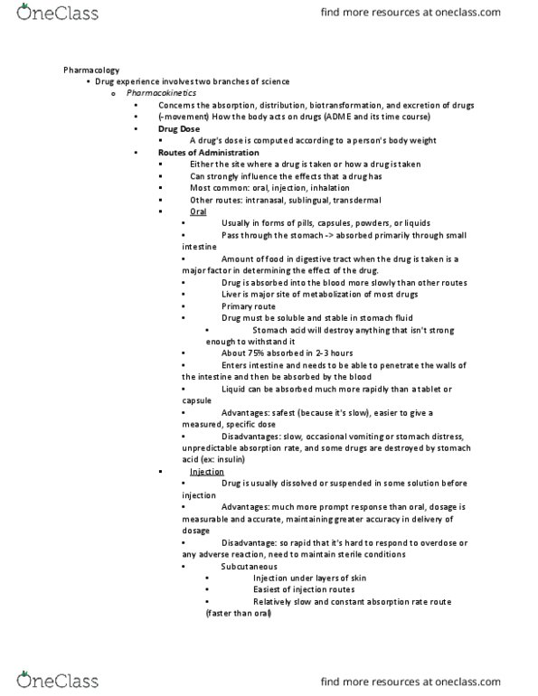 PSYC 330 Chapter Notes - Chapter 4: Nicotine Patch, Dosage Form, Drug Metabolism thumbnail