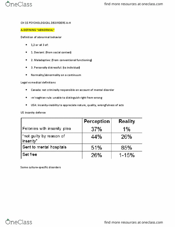 PSYC 1002 Lecture Notes - Lecture 15: Obsessive–Compulsive Disorder, Generalized Anxiety Disorder, Panic Disorder thumbnail