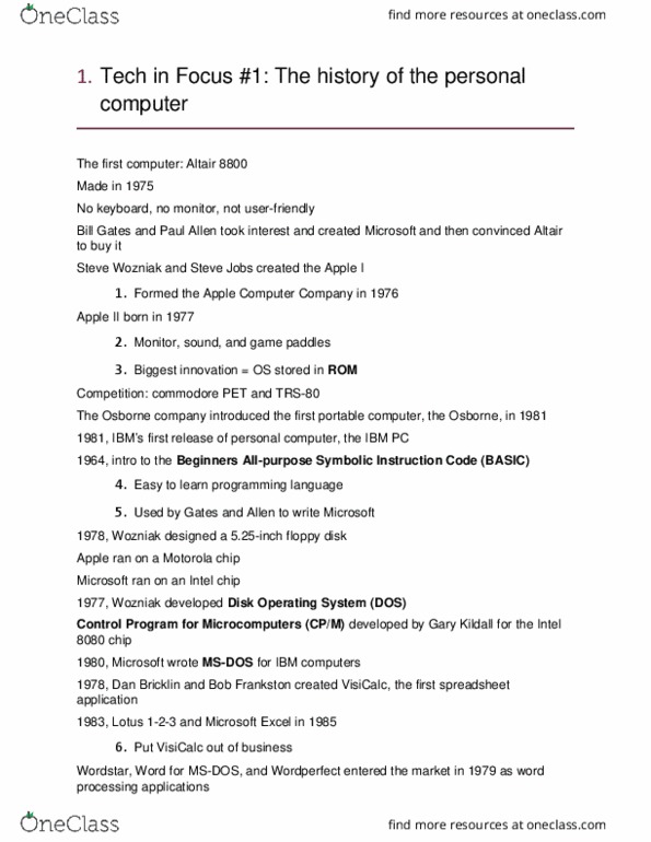 CIS 1200 Chapter Notes - Chapter TIF: Altair 8800, Steve Wozniak, Gary Kildall thumbnail