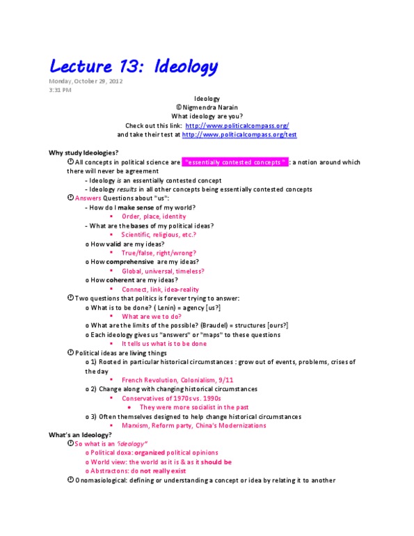 Political Science 1020E Lecture Notes - Antoine Destutt De Tracy, Doxa, Tabula Rasa thumbnail