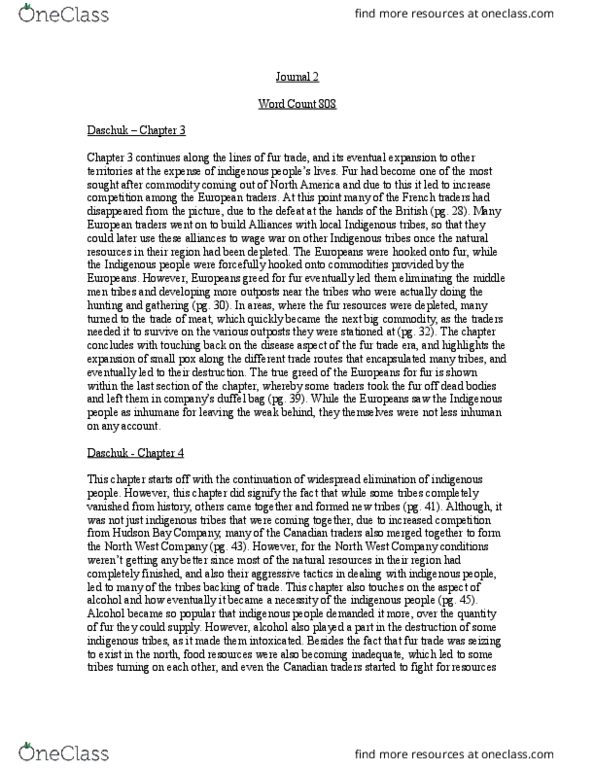 ANTH 4730 Chapter Notes - Chapter 3-4: North West Company, Duffel Bag, Smallpox thumbnail