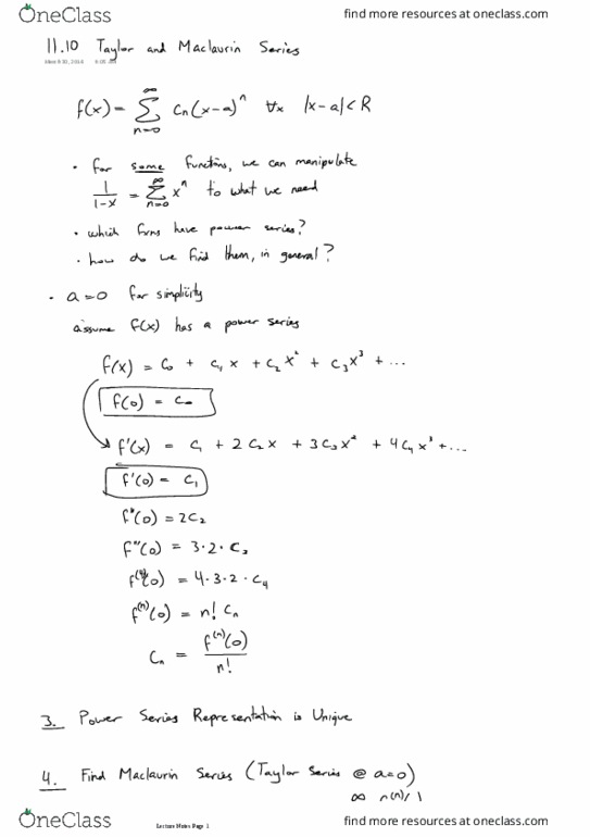 MATH 152 Lecture 30: sec11.10 Taylor and Maclaurin Series thumbnail