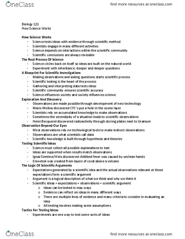 BIO 121 Chapter Notes - Chapter 1: Mario J. Molina, Henri Becquerel, Postpartum Infections thumbnail