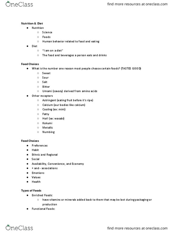 NTR 306 Chapter 1: NTR 306: Nutrients and Food Choices CH 1 thumbnail