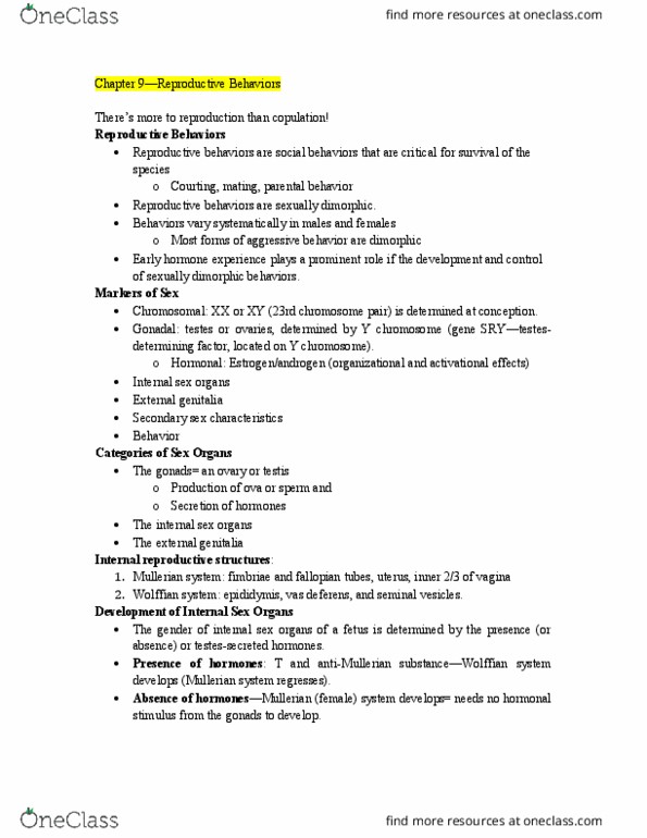 PSYC 362 Lecture Notes - Lecture 9: Sex Steroid, Secondary Sex Characteristic, Vas Deferens thumbnail