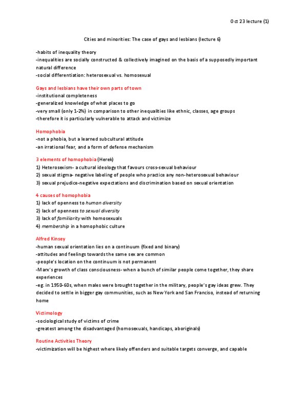 SOC102H1 Lecture Notes - Heterosexism, Class Consciousness, Social Disorganization Theory thumbnail