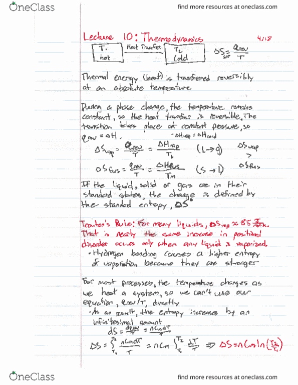CHEM 6C Lecture 10: CHEM 6C Lecture 10 Thermodynamics thumbnail