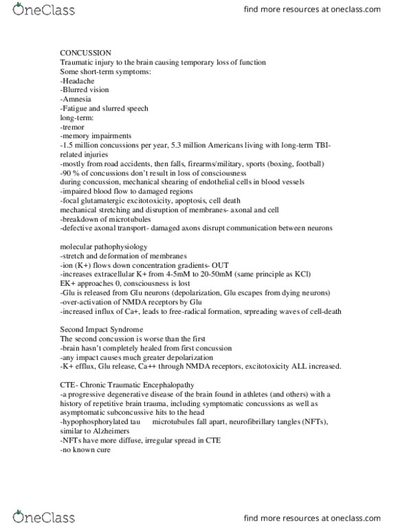 NSC-2201 Lecture Notes - Lecture 25: Neurofibrillary Tangle, Injury, Excitotoxicity thumbnail