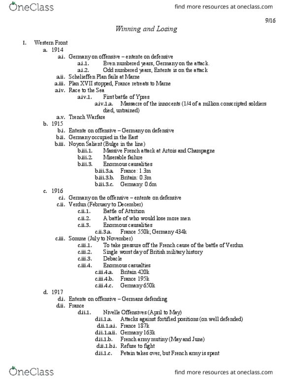 POLS 10202 Lecture Notes - Lecture 6: Austria-Hungary, Trench Warfare, Plan Xvii thumbnail